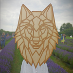 drewniany geometryczny wilk