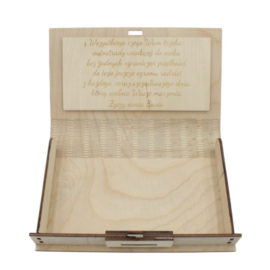 Drewniane pudełko na pieniądze, prezent na wesele, ślub – Para młoda, wzór 1