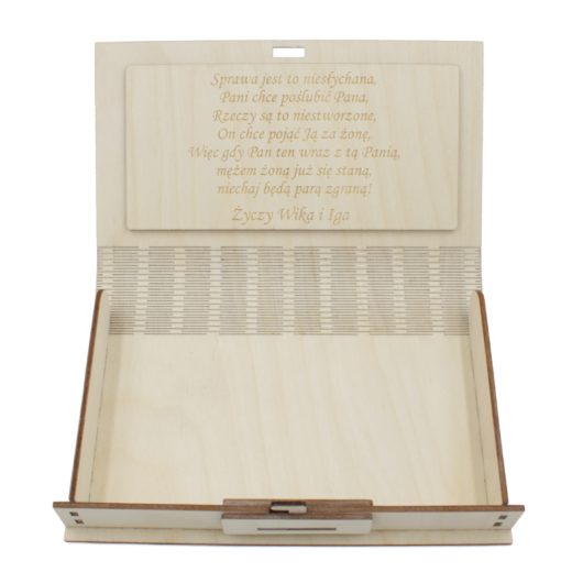 Drewniane pudełko na pieniądze, prezent na wesele, ślub – Zdrówko