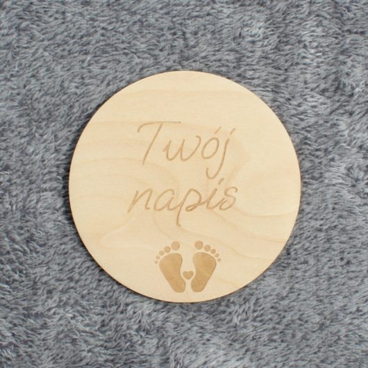 Dodatkowa tabliczka do zestawu 18 okrągłych, drewnianych tabliczek do sesji ciążowych, wzór 1