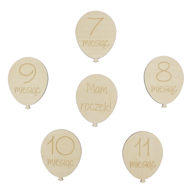 Drewniane tabliczki do sesji ciążowych, sesji brzuszkowych i niemowlęcych w kształcie balona