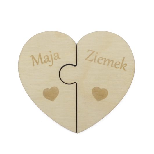 Walentynkowa, drewniana kartka z magnesami i personalizowanym grawerem